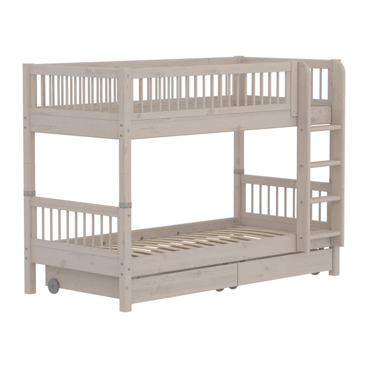 Flexa Classic Etagenbett mit Kreuzleisten und Stauraum, 90x200 cm, Grey Washed 90 x 200 cm Grey washed