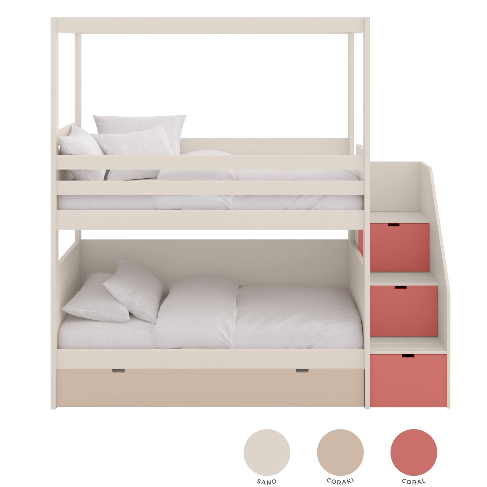 Muba Design Etagenbett mit Himmel, Stauraumtreppe und Ausziehbett