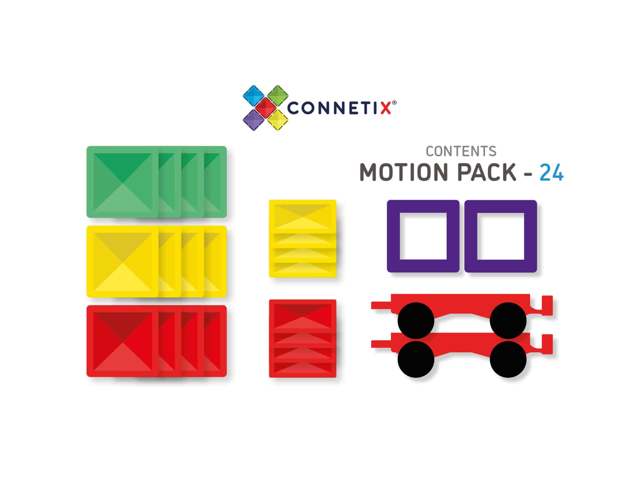 Connetix Rainbow Motion Pack 24 Teile – Kreatives Magnetspielzeug für STEAM-Lernen &amp; Fahrzeugbau