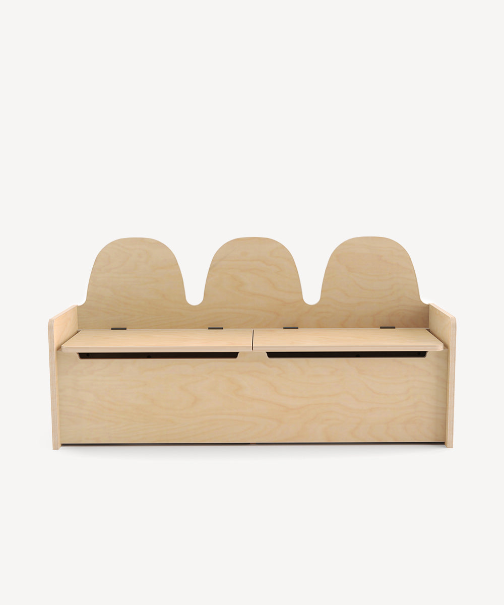 Oeuf NYC Camel Banc avec espace de rangement, bouleau