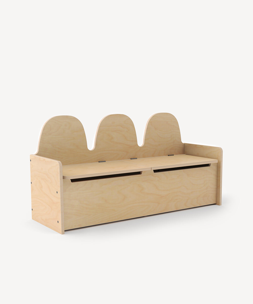 Oeuf NYC Camel Banc avec espace de rangement, bouleau