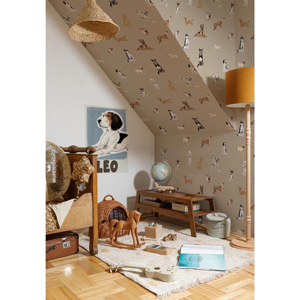 Dekornik Tapete Hunde are The Best Beige Streifen 100 x 280