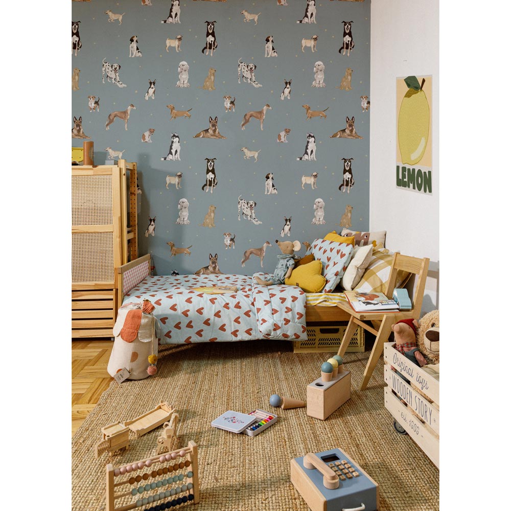 Dekornik Tapete Hunde are The Best Blau Streifen 100 x 280