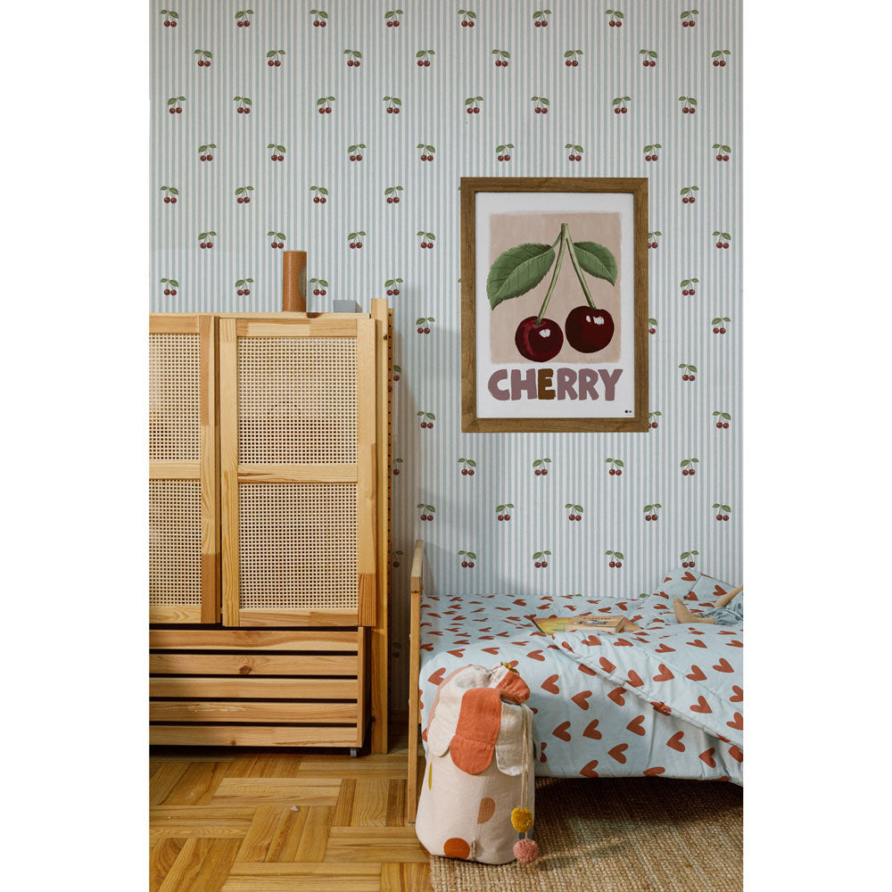 Dekornik Tapete Little Kirschen on Blau Streifen Streifen 50 x 280