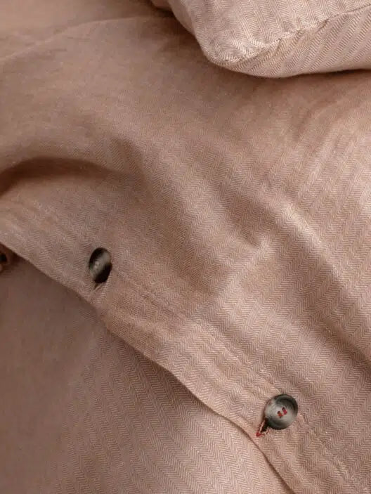 Oona Bettdeckenbezug Leinen-Baumwolle Caramel Chevrons