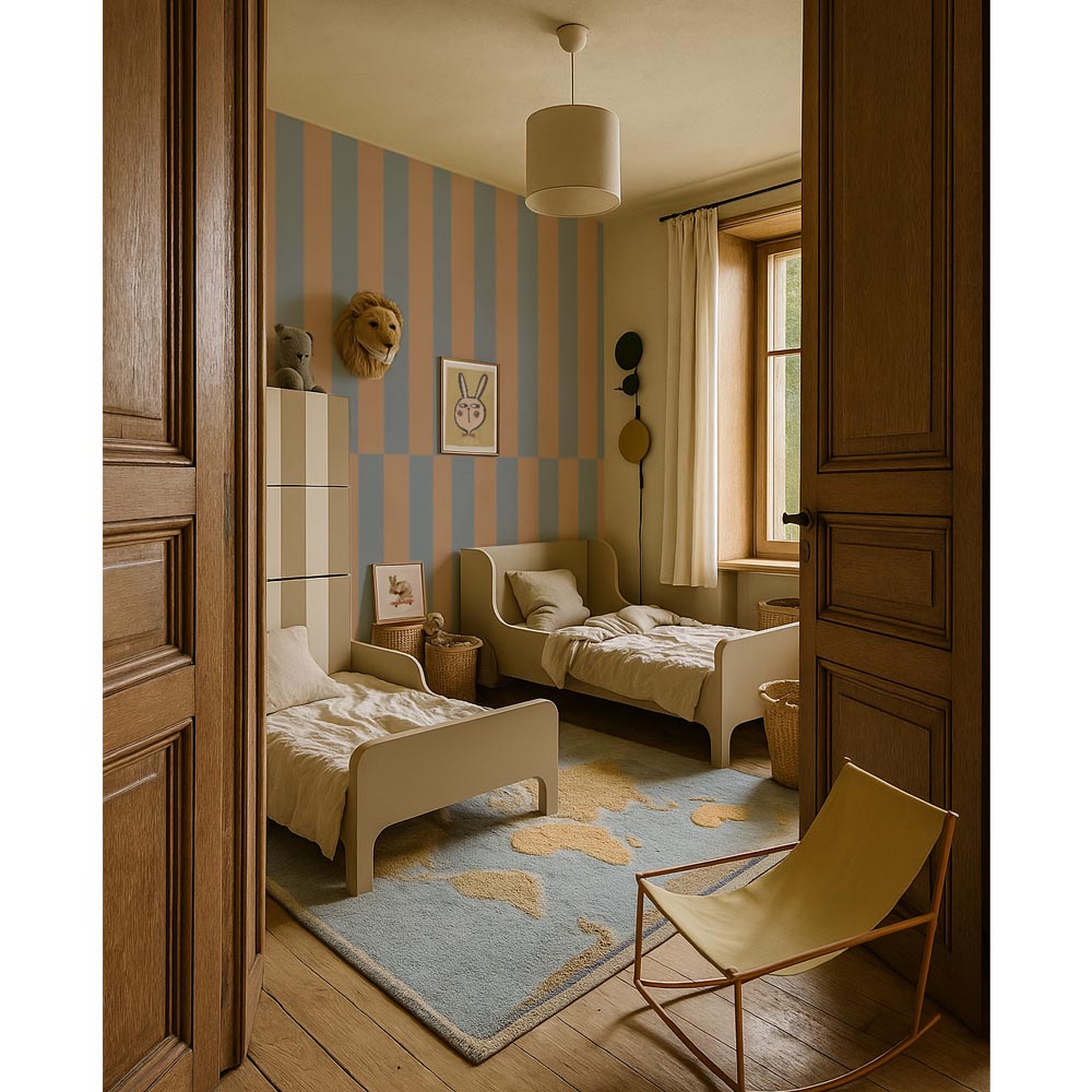 Dekornik Tapete Streifen blue beige Upside down Streifen 50 x 280