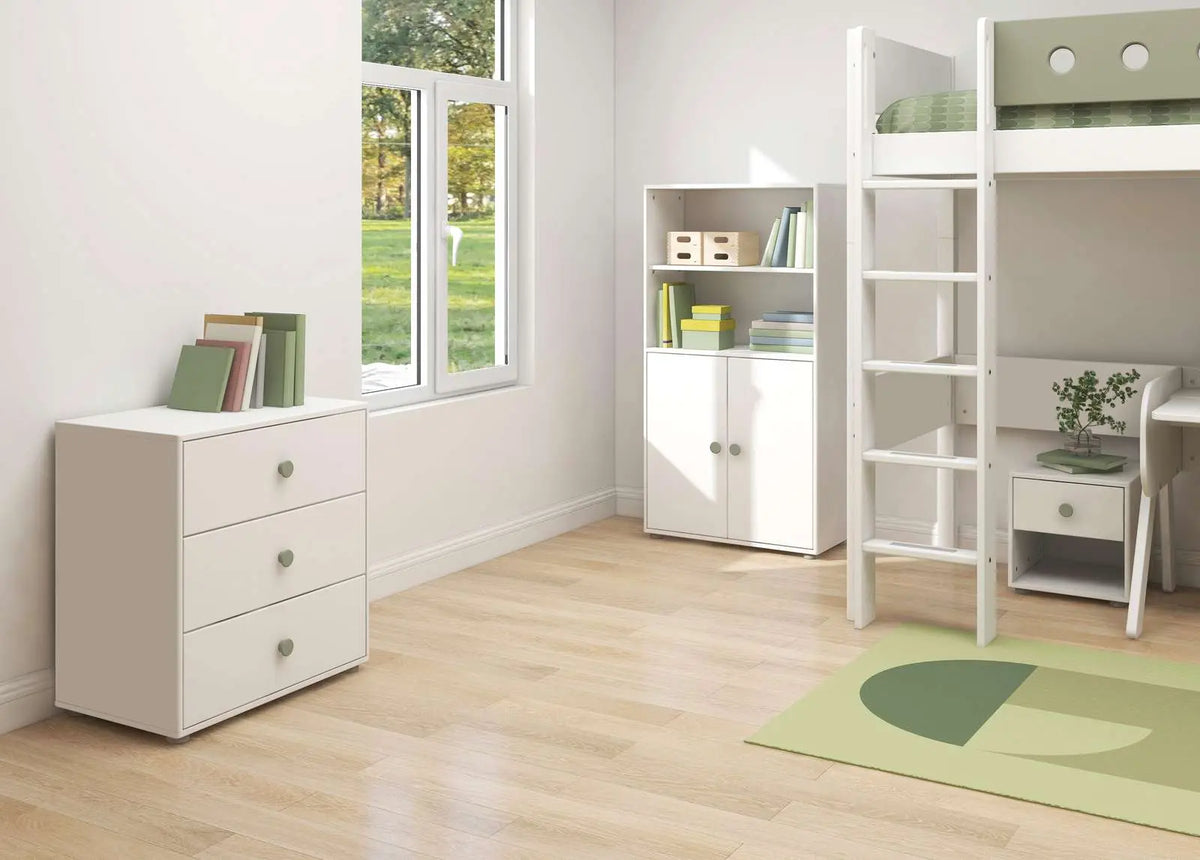 Flexa Roomie Kommode, 1 Schublade Natural Green/Weiss