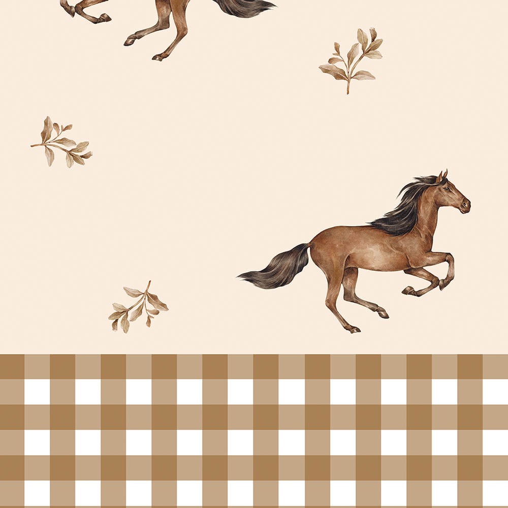 Carta da parati Dekornik cavalli e strisce plaid marrone 50 x 280