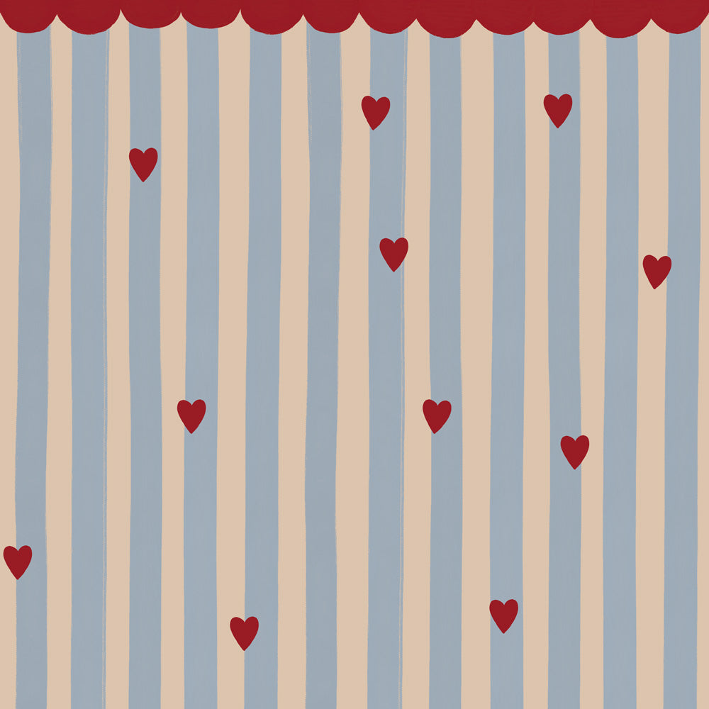 Carta da parati Dekornik Cuori francesi a righe 100 x 280