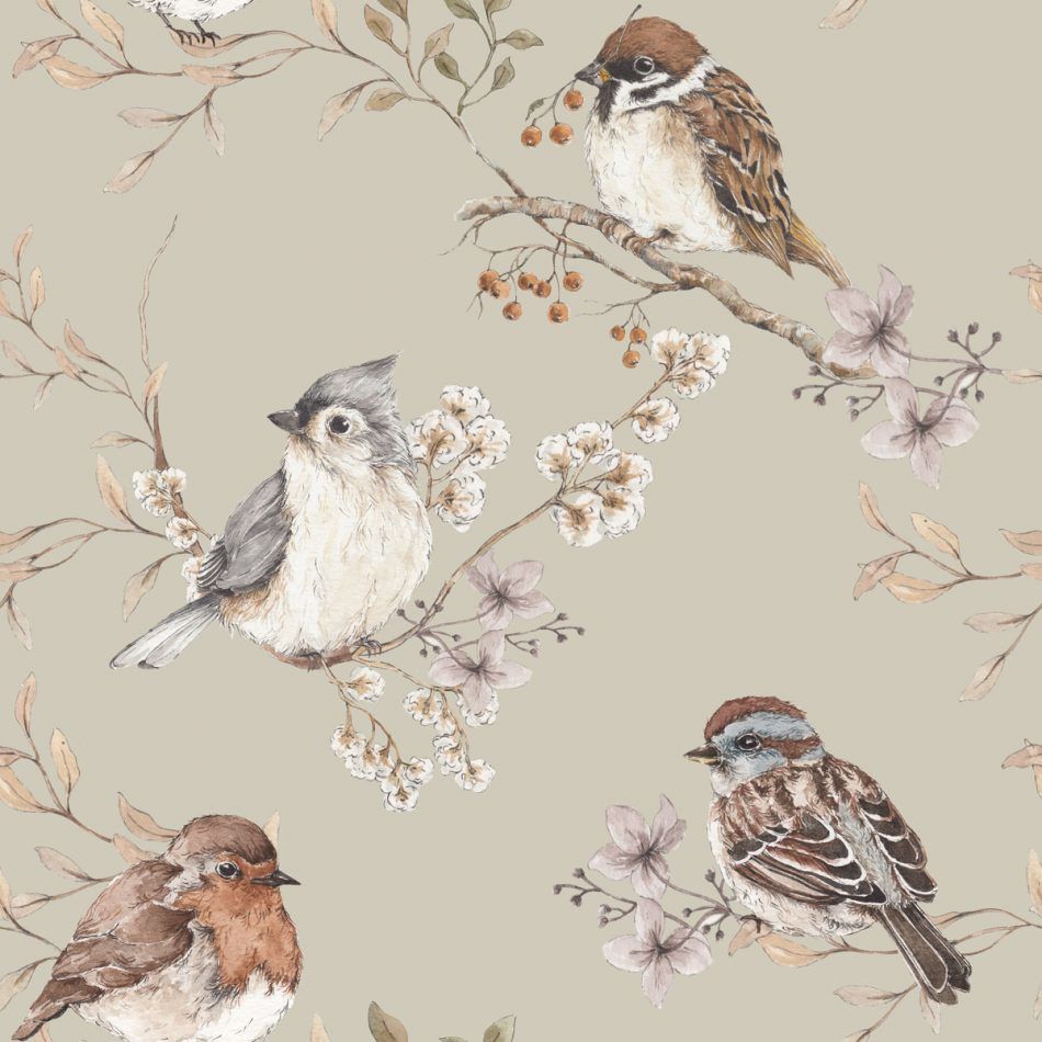 Dekornik papier peint oiseaux vert rayures 50 x 280