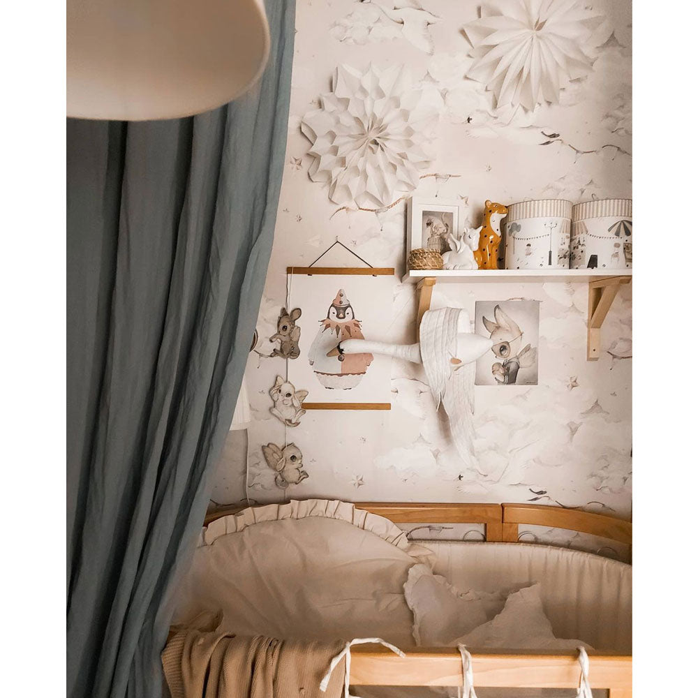 Dekornik Tapete Magic Schwäne Beige Streifen 100 x 280