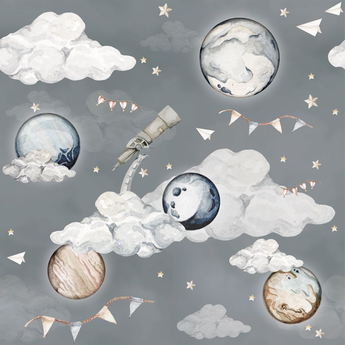 Dekornik wallpaper Magic Planets stripes 100 x 280