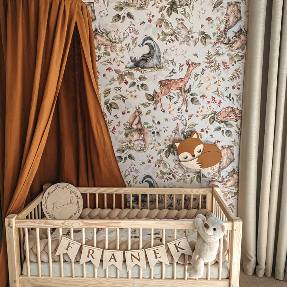 Dekornik Tapete Cute forest animals Hell Streifen 100 x 280