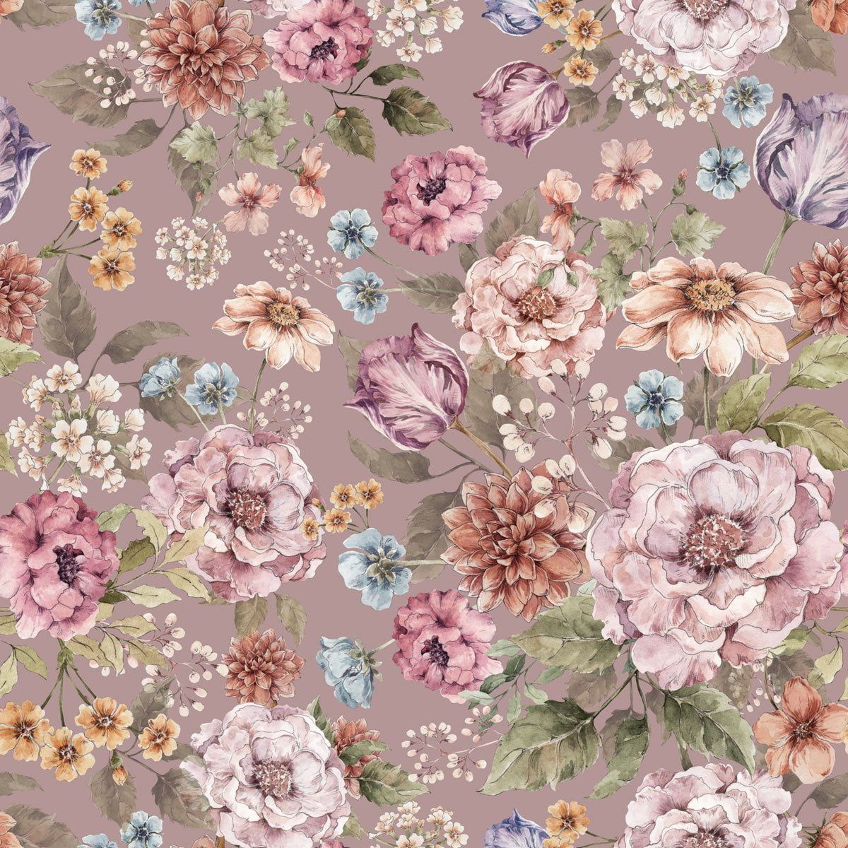 Dekornik Tapete Bouquet of flowers lilac Streifen 100 x 280