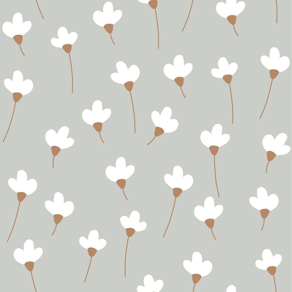 Dekornik Tapete Simple Gänseblümchen on gray Streifen 50 x 280