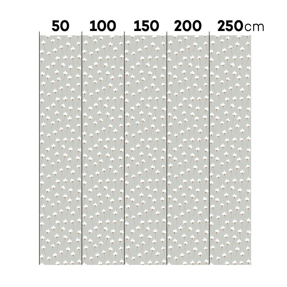 Dekornik wallpaper Simple daisies on gray stripes 50 x 280