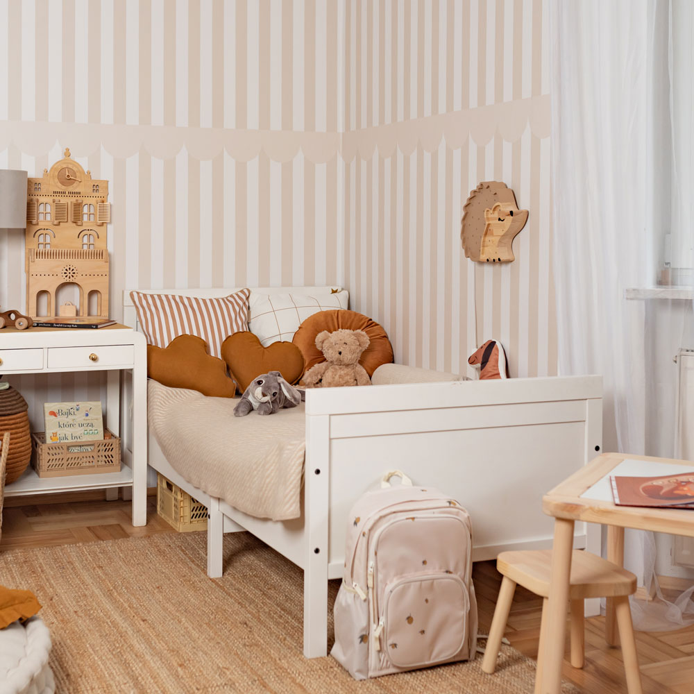 Dekornik Tapete Simple Rustic Beige Weiss Streifen 50 x 280