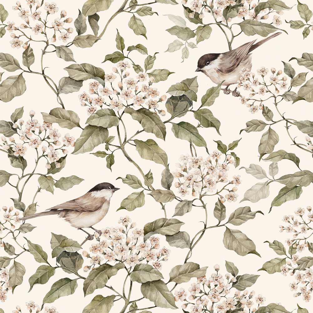 Dekornik Tapete Vögel and Beige Spring Streifen 50 x 280