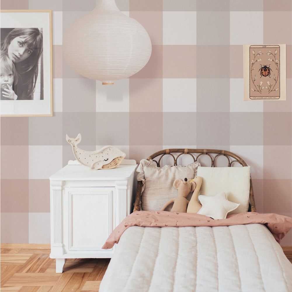 Dekornik Tapete Provence check beige pink big Streifen 100 x 280