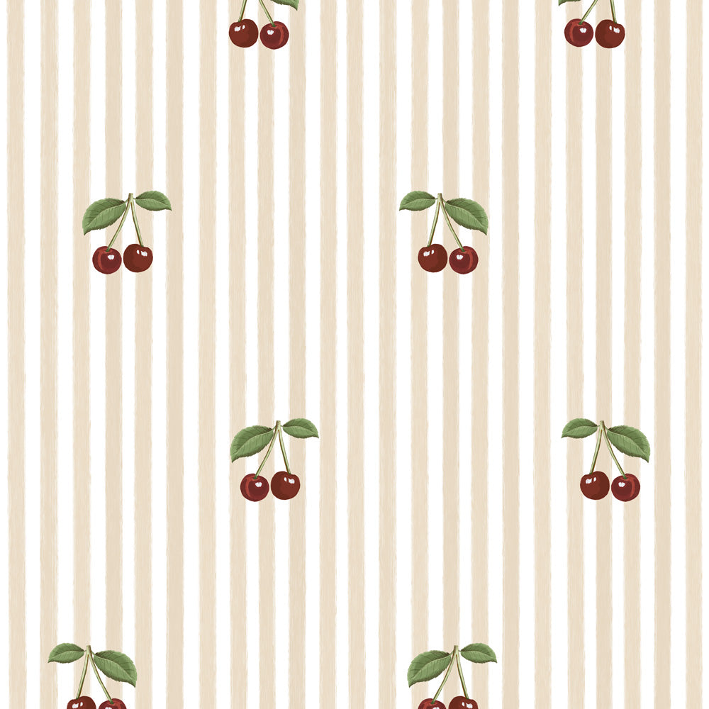 Dekornik Tapete Little Kirschen on Beige Streifen Streifen 50 x 280