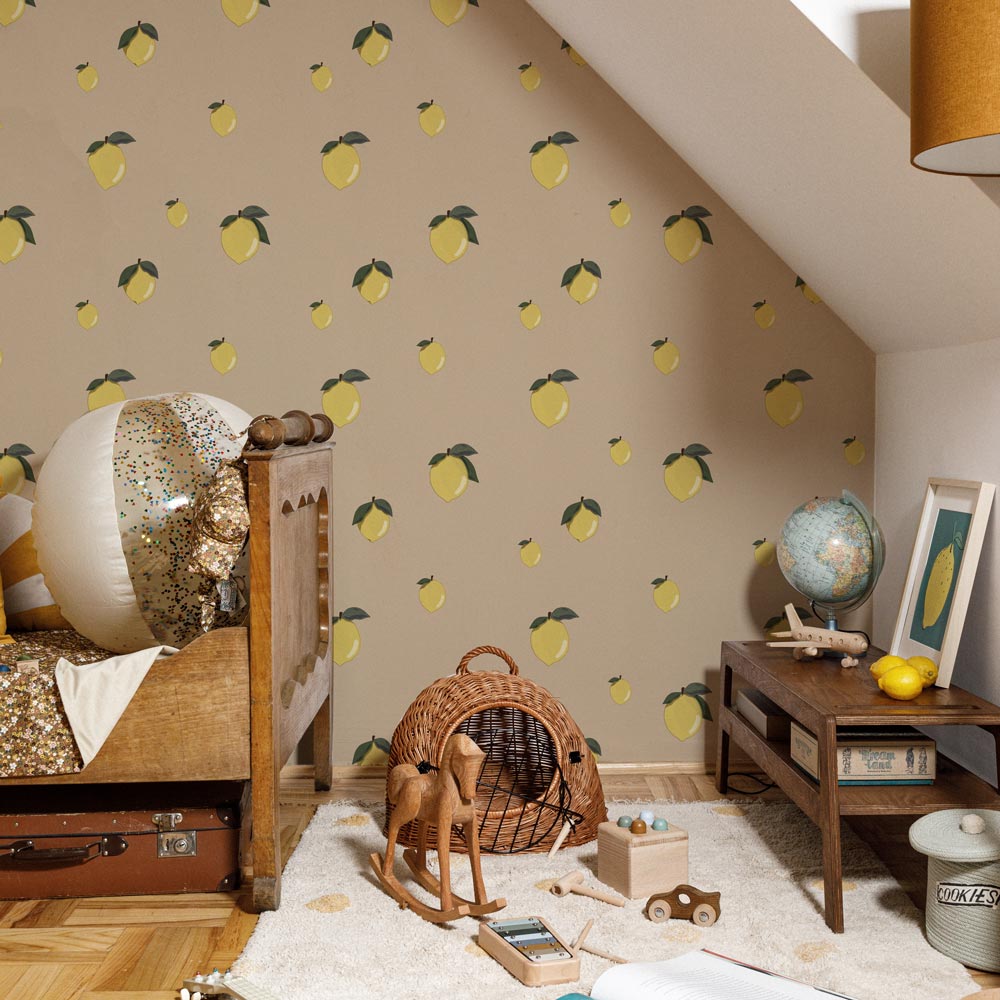 Dekornik Tapete Little Lemons Beige Streifen 50 x 280