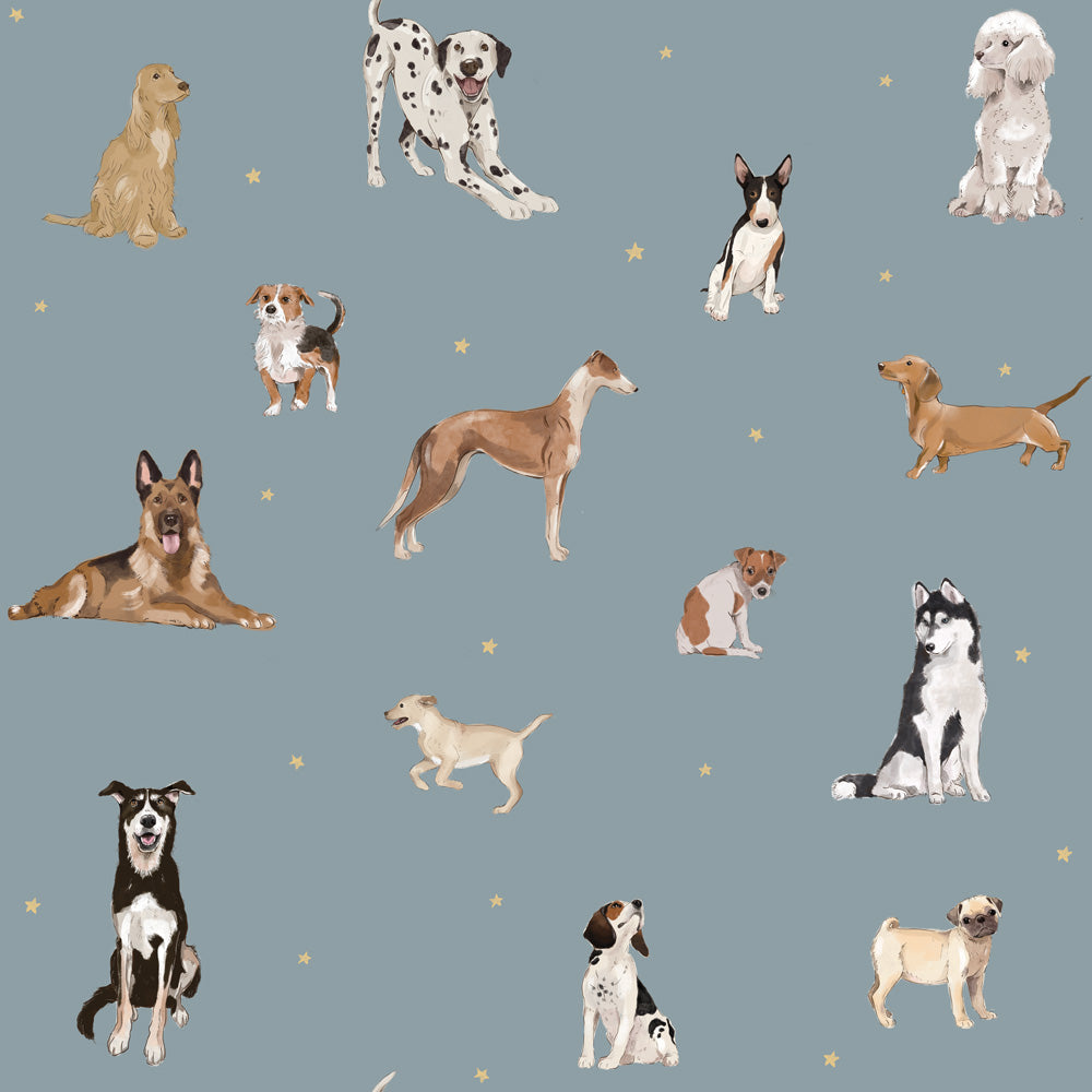 Dekornik Tapete Hunde are The Best Blau Streifen 100 x 280
