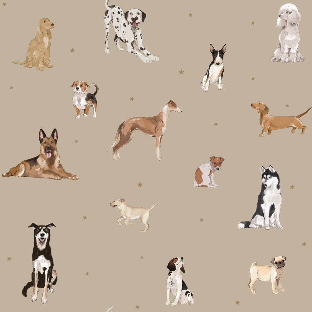 Dekornik Tapete Hunde are The Best Beige Streifen 100 x 280