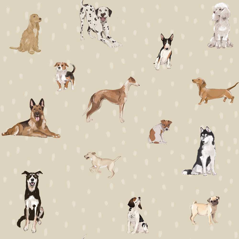Dekornik Tapete Hunde are The Best Beige with Dots Streifen 100 x 280