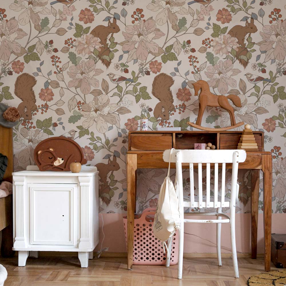 Dekornik papier peint Squirrels in the Woods rayures 100 x 280