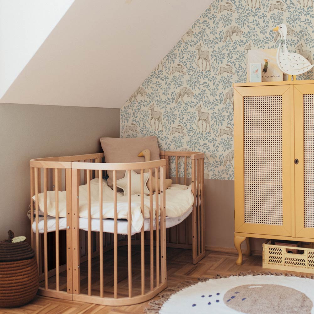 Dekornik Tapete Forest animals and fairytale beige Streifen 50 x 280
