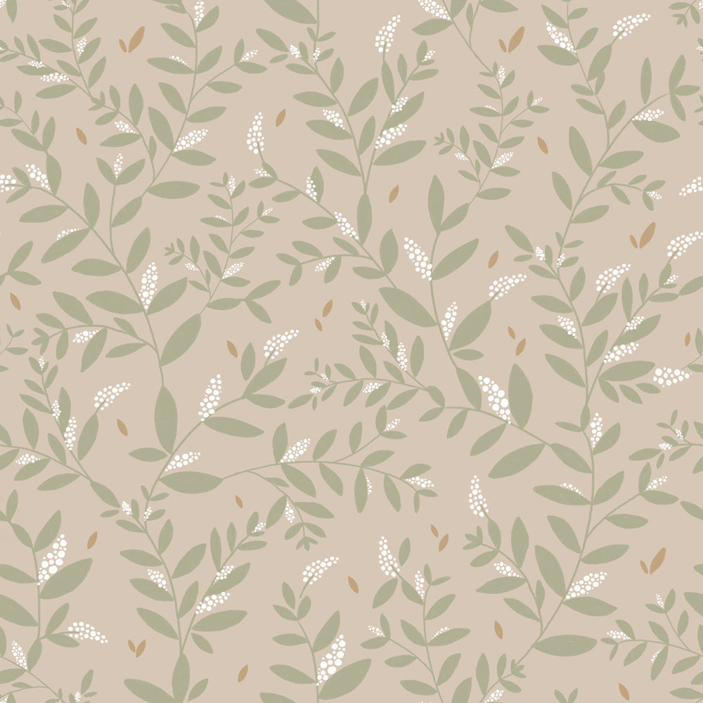 Dekornik Tapete Delicate Twigs with Grün and Beige Streifen 50 x 280