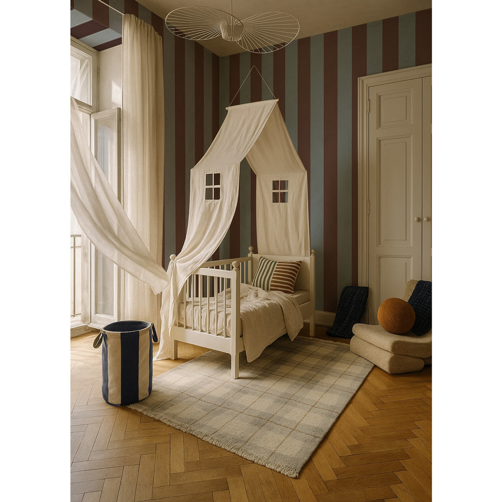 Dekornik Tapete Wide stripes classy brown and misty blue Streifen 50 x 280