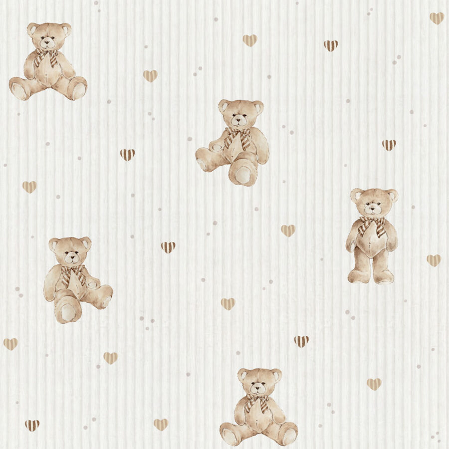 Dekornik wallpaper teddy bears cute stripes 50 x 280
