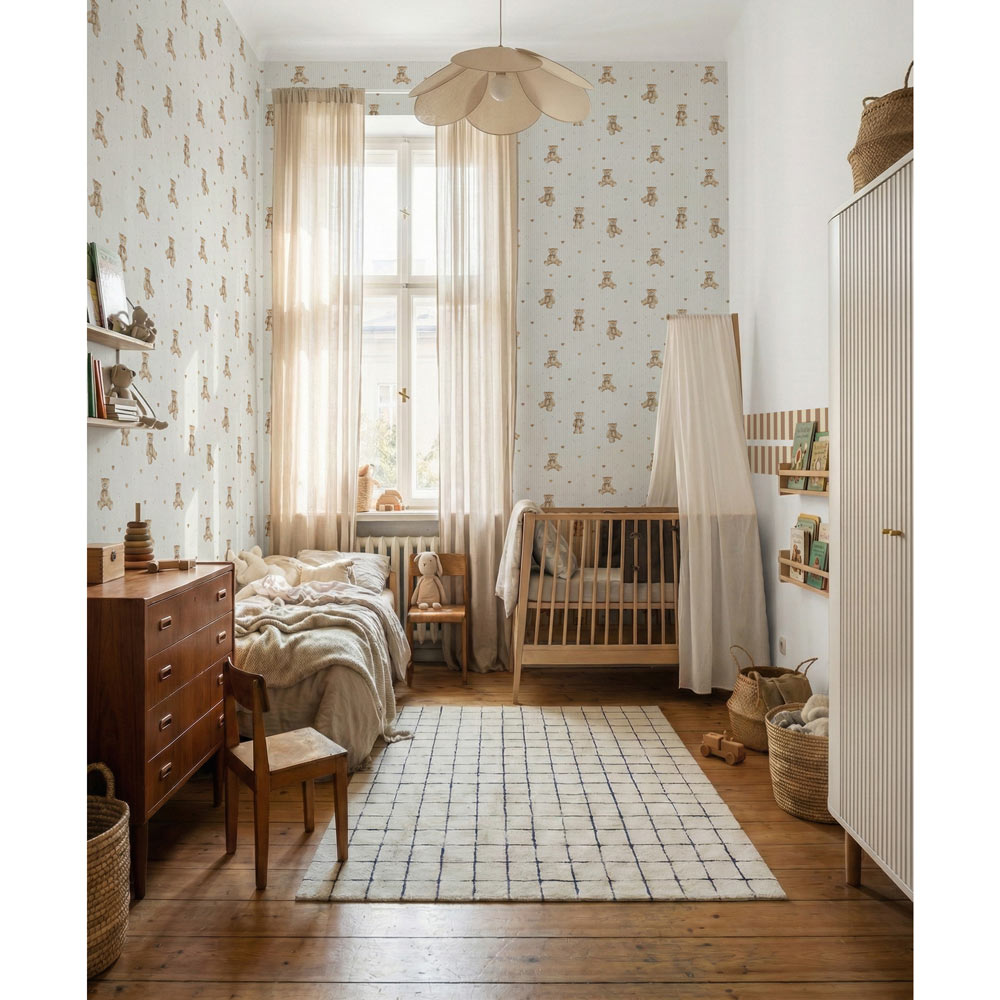 Dekornik wallpaper teddy bears cute stripes 50 x 280