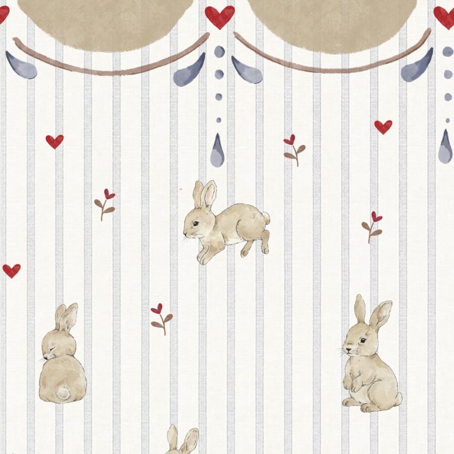 Dekornik Tapete Hasen hearts with ornament Streifen 50 x 280