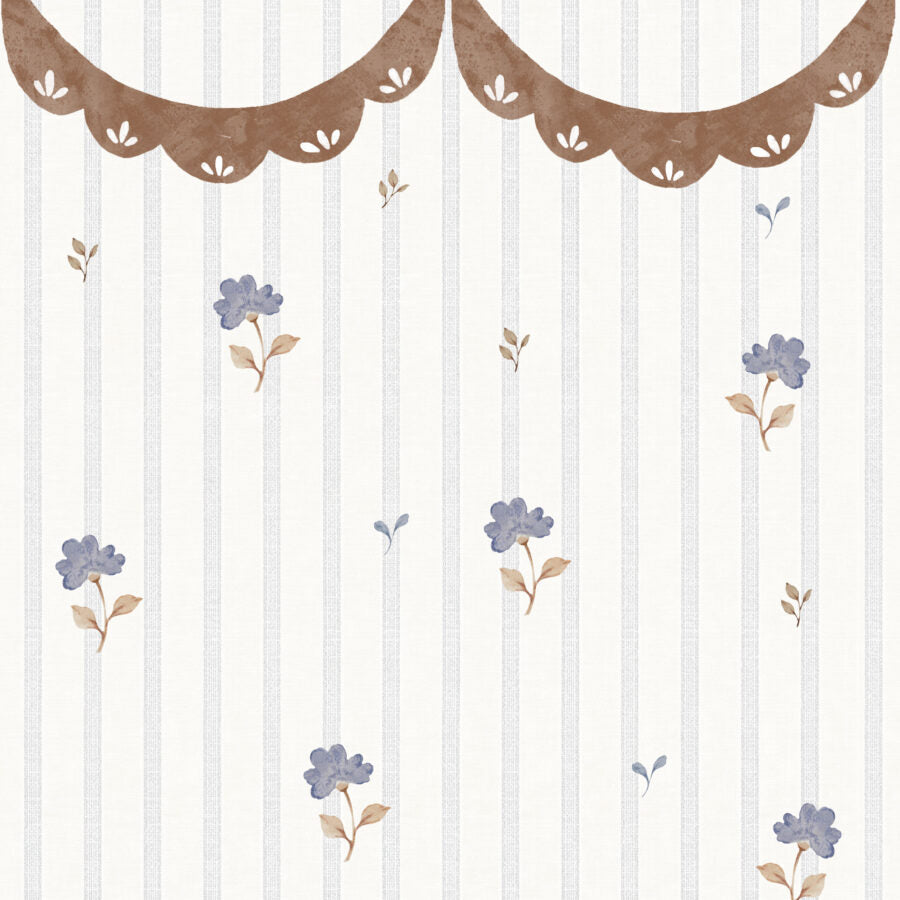 Dekornik Tapete Delicate retro flowers with ornament Streifen 50 x 280
