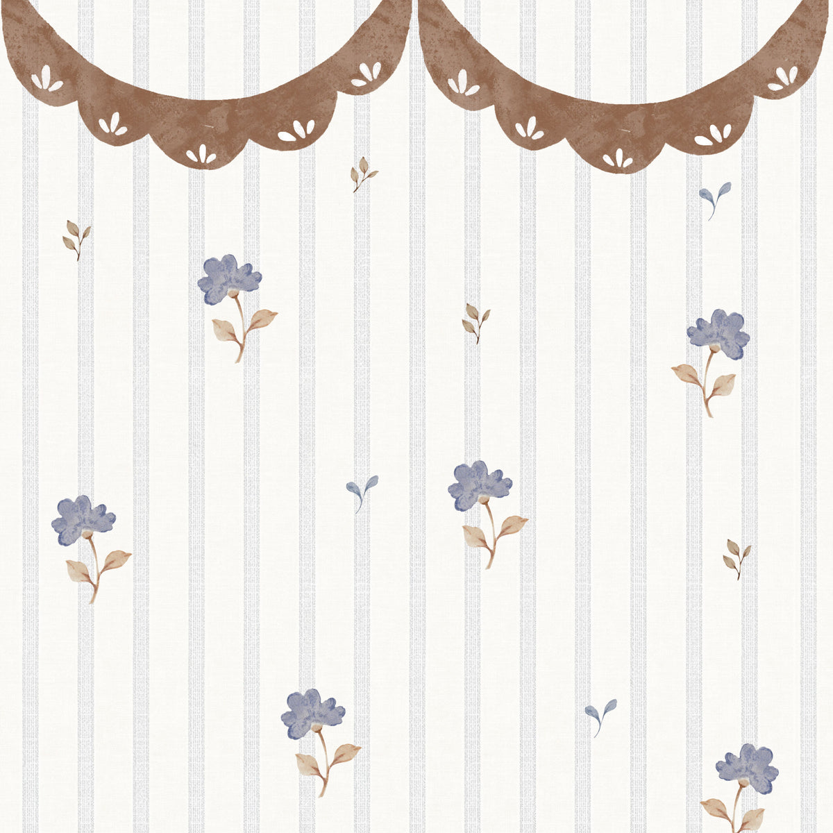 Dekornik Tapete Delicate retro flowers with ornament Streifen 50 x 280