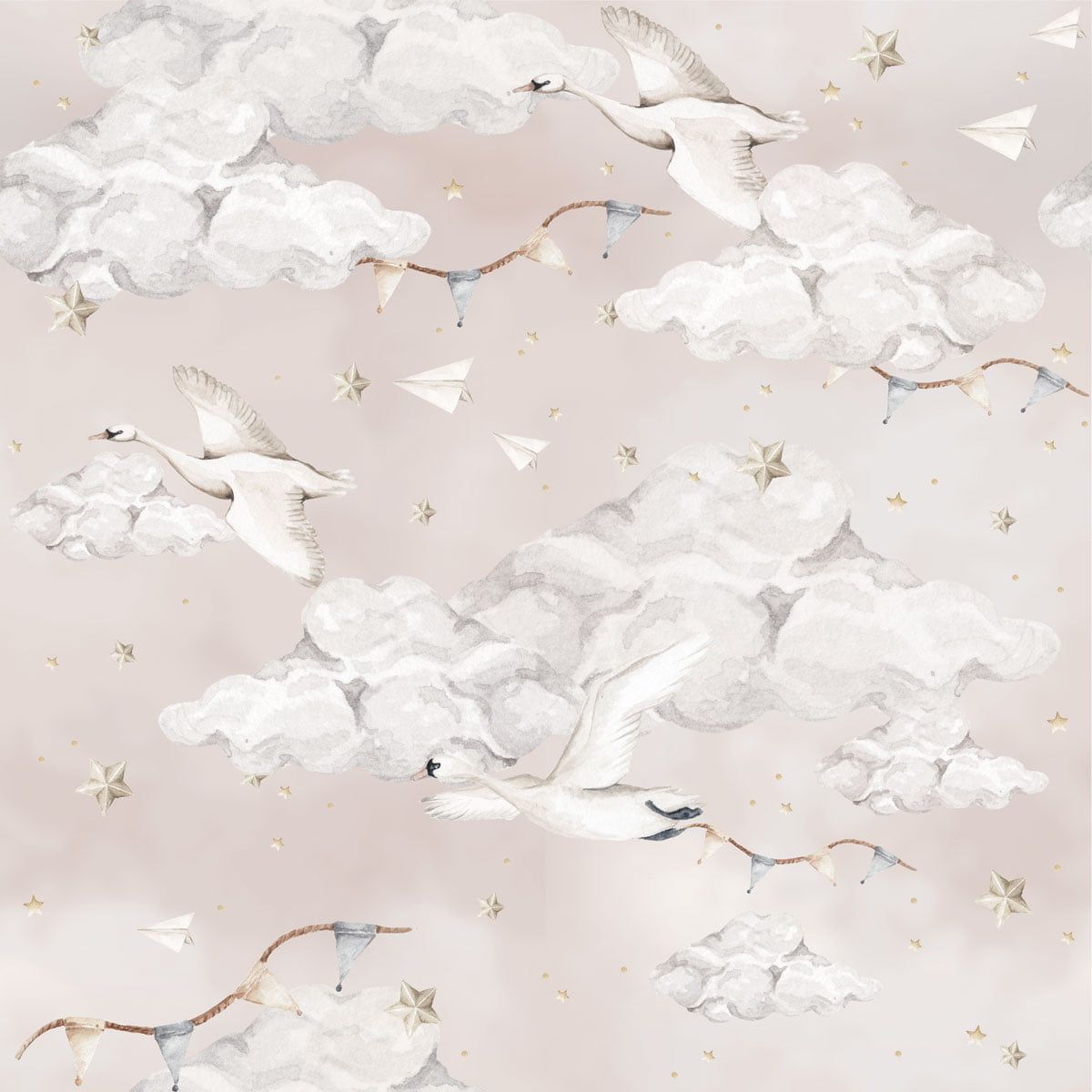 Dekornik papier peint Magic cygnes rose rayures 100 x 280