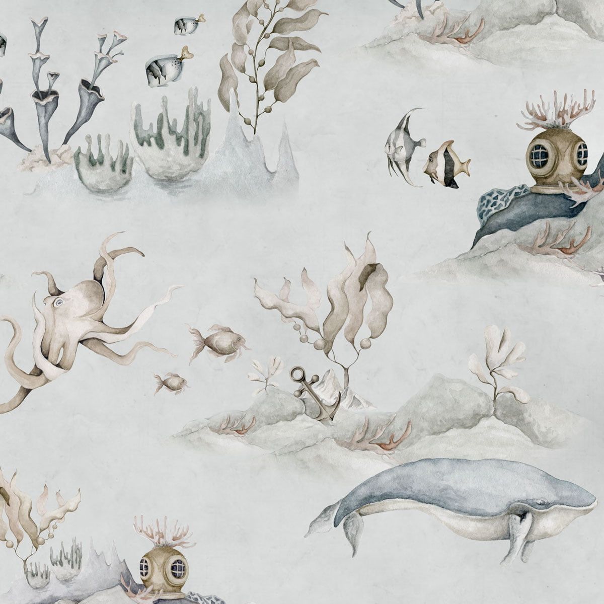 Dekornik wallpaper Underwater World gray stripes 100 x 280