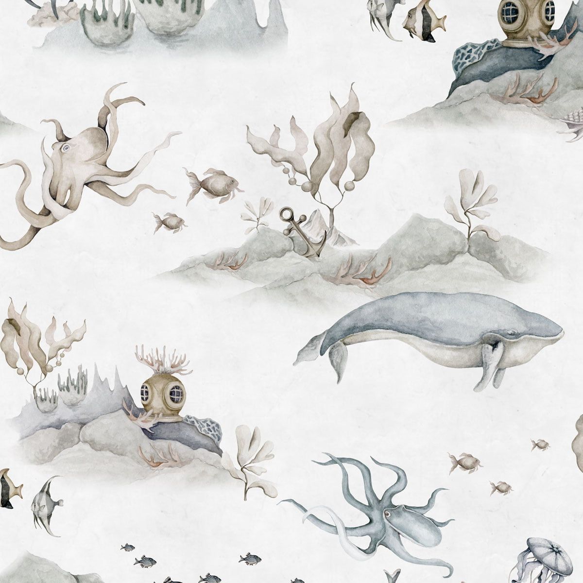 Dekornik wallpaper Underwater World white stripes 100 x 280