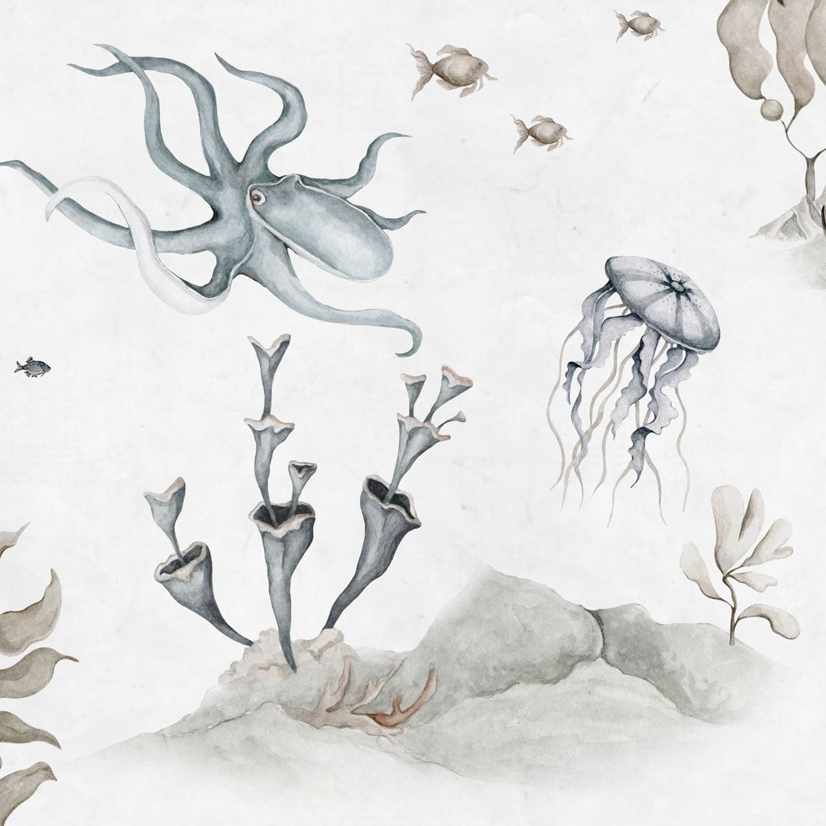 Dekornik wallpaper Underwater World white stripes 100 x 280