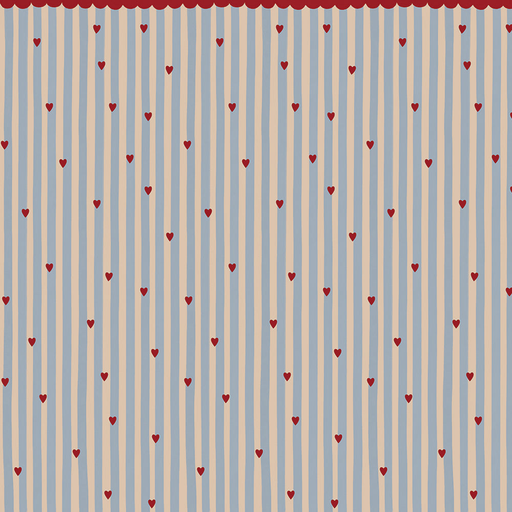 Carta da parati Dekornik Cuori francesi a righe 100 x 280