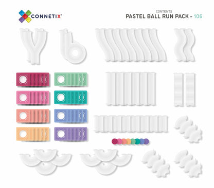 Connetix 106 Teile Pastel Ball Run Pack – Kreative Kugelbahn für Kinder ab 3 Jahren