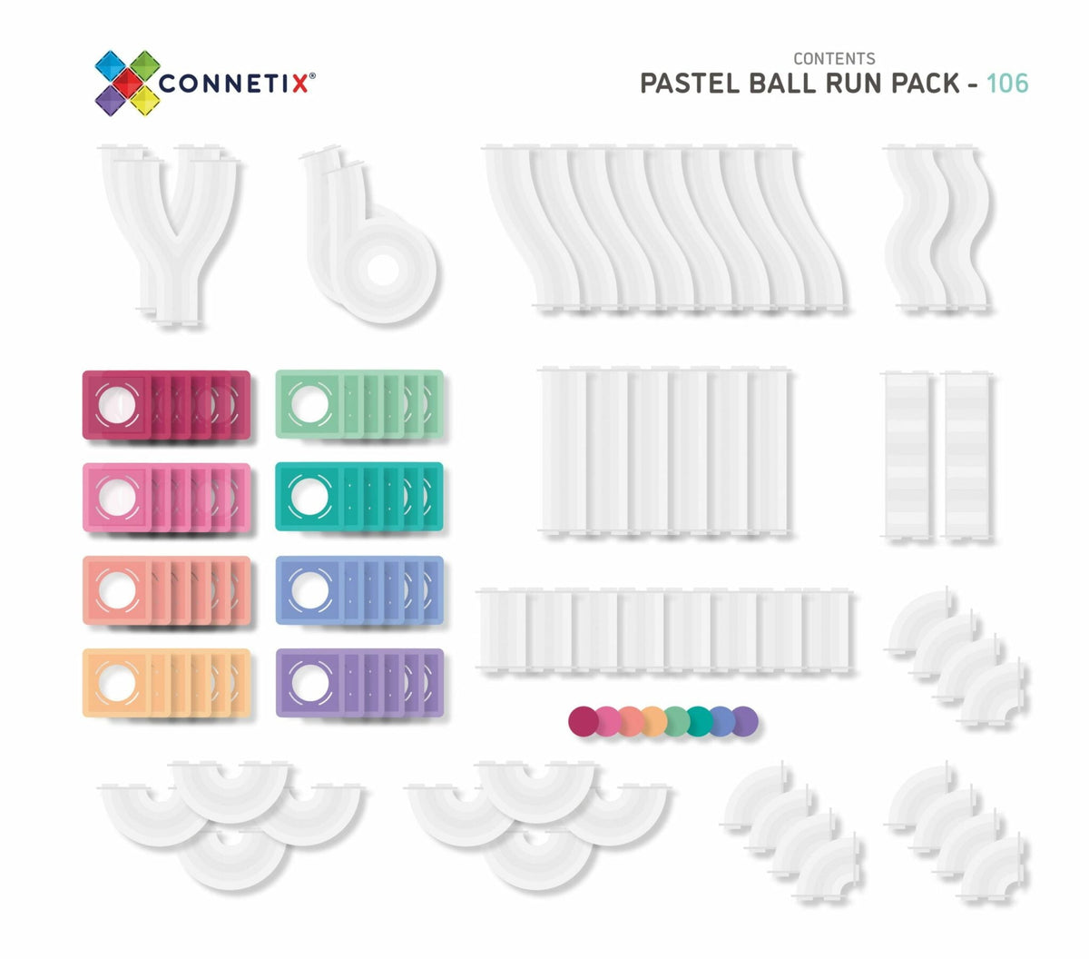 Connetix 106 pieces Pastel Ball Run Pack