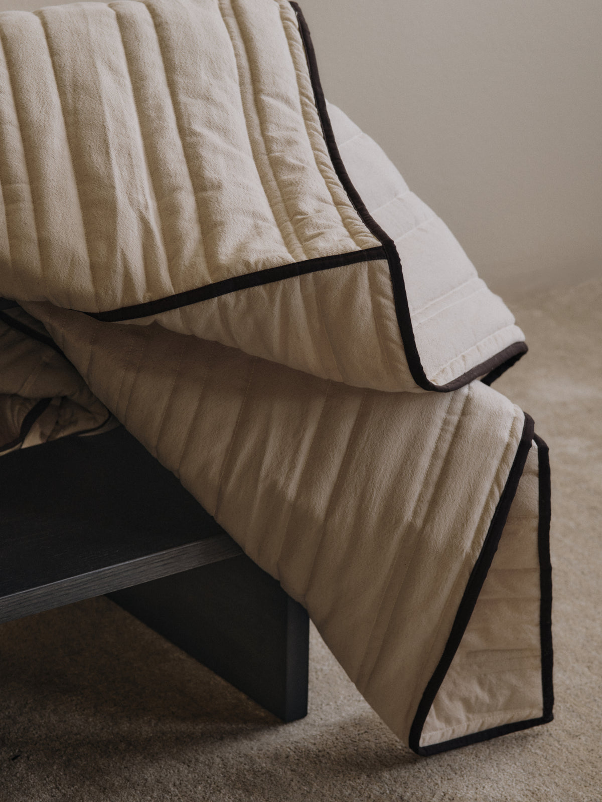 Ferm Living Vari quilted bedspread - Single - Natural/Dark Cho