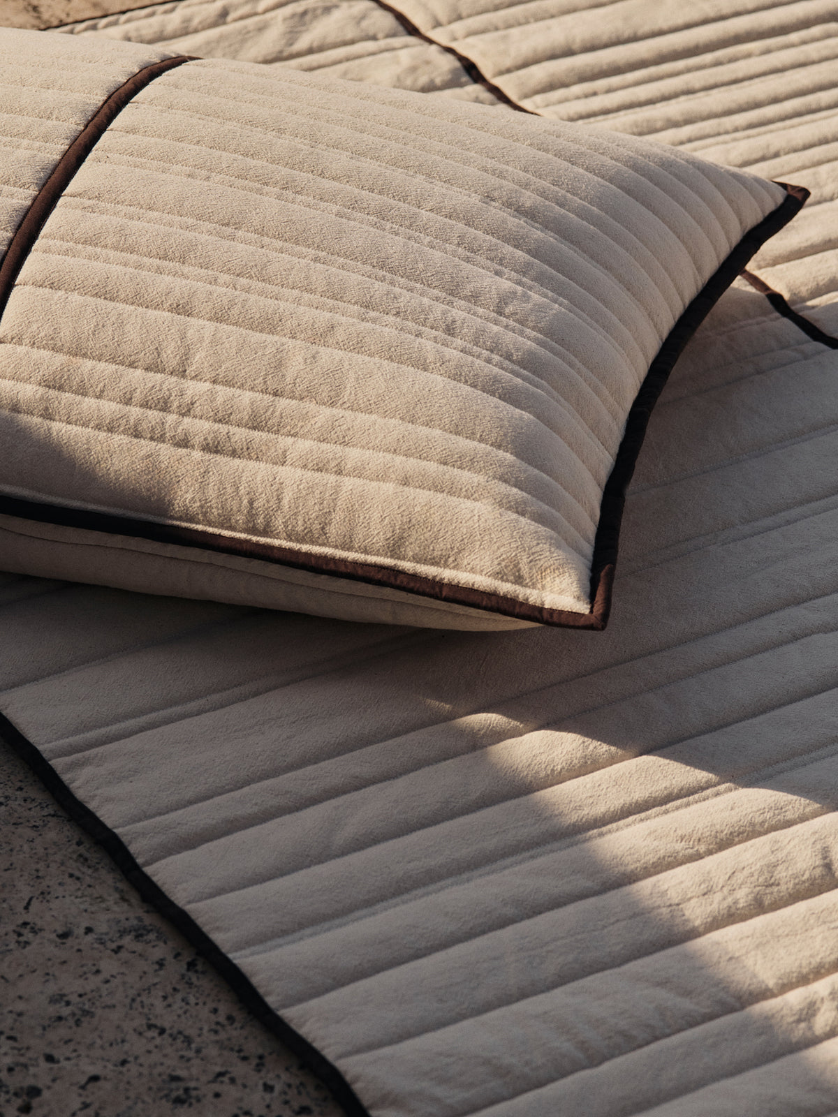 Ferm Living Vari quilted bedspread - Single - Natural/Dark Cho