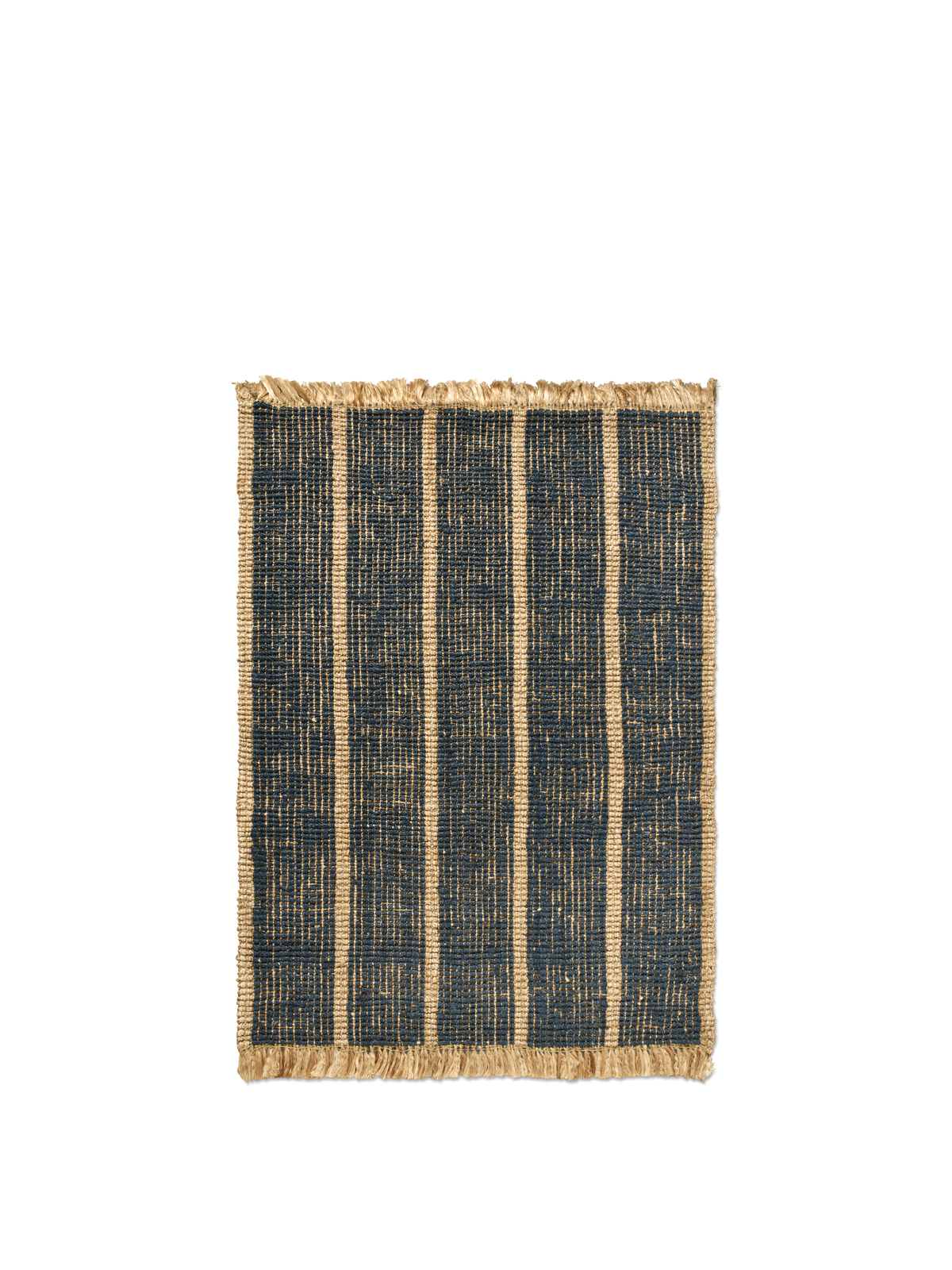 Ferm Living Athens Stripes Teppich - 140 x 200 - Natural/Ink Blue