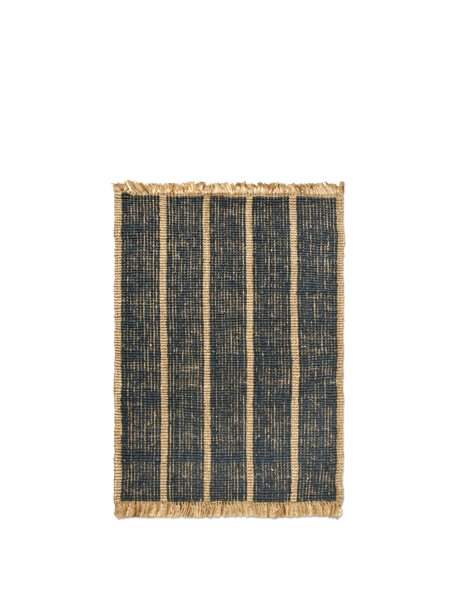 Ferm Living Athens Stripes Teppich - 140 x 200 - Natural/Ink Blue