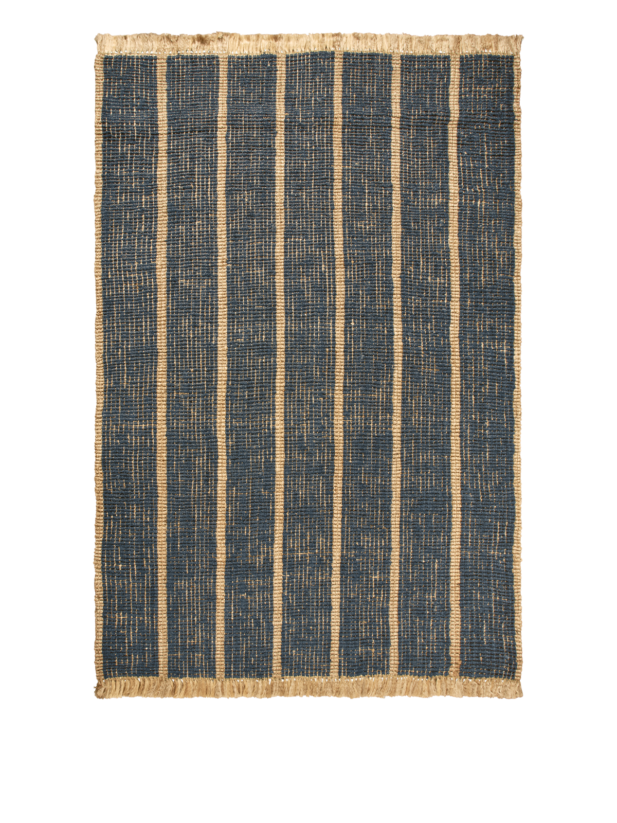 Ferm Living Athens Stripes Teppich - 200 x 300 - Natural/Ink Blue