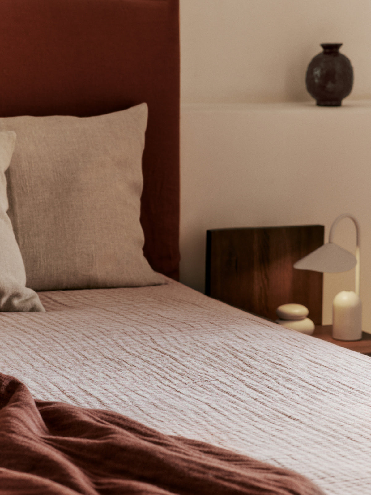 Ferm Living Fino Couvre-lit - Terracotta/Off-white